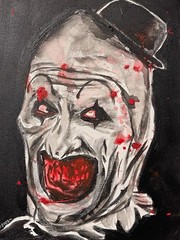 Seasoned Art The Terrifier Art The Clown hand painted portrait horror film clown