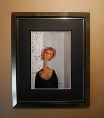 Expressionist. Painting – THE LADY WITH THE RED HAIR – signed bumblebee