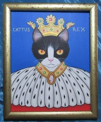 Cat King Original Painting in Frame Medieval Style