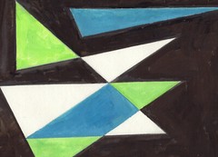Great JOSEF MATHIS Original Hand Signed Painting „Triangle Formation“ Framed COA