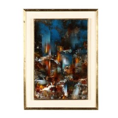 „Ruins“ by leonardo nierman original acrylic painting on masonite