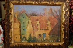JILLIAN DAVID SMALL FANCY FRAMED TEXTURED COLOR ART PRINT FRENCH FARMHOUSE II