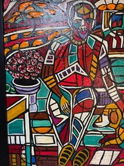 L. MASON CITY LIFE AFRICAN AMERICAN ORIGINAL Acrylic, Oil CANVAS PAINTING SIGN