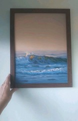 Original Seascape Painting Ocean Sunrise Sunset Florida Coast 12×16″