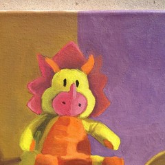 Unframed Original Art on Canvas „Favorite Plush Character Corner“ 16″ x 20″