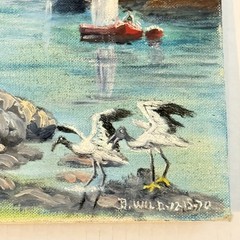 Vintage 1970 Hand Painted Landscape, Mountains And Lake In China, Signed B. Wild