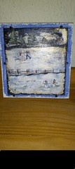 Original Painting On Wood Winter Scene 7 1/2″ by 6 1/4″