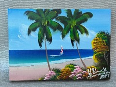 W. BLACK JAMAICA SIGNED SEASCAPE PAINTING TROPICAL ISLAND BEACH CARIBBEAN CANVAS