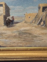 ANTIQUE HOPI PUEBLO PAINTING MATHIAS SANDOR NATIVE AMERICAN INDIAN LANDSCAPE OIL