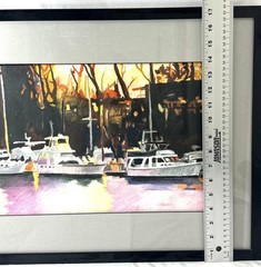Original “Sacto Yacht Club” Oil Pastel Signed Chambers Framed Marina Harbor Art