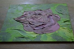Original Painting Rose Burgundy Purple Flower Oil Art Nature Impasto size 6 x 6