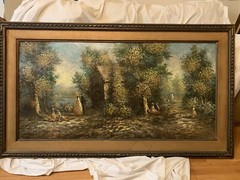 Alan Walters Large Oil Painting Impressionist Country Scene 48×24 (56×32 Frame)