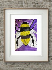 BumbleBee Original Abstract 5×7 Watercolor Paper Signed Contemporary Wall Art