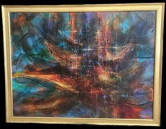 EARLY 1965 LEONARDO NIERMAN ORIGINAL ACRYLIC ON BOARD PAINTING ENCHANTED SHIP