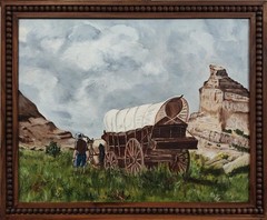Original Western Oil Painting „Homesteader“ by Marc Bitler