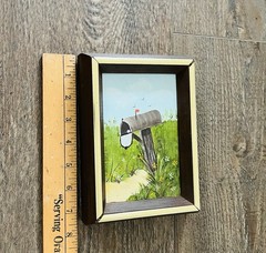 Framed Mailbox Beachside Painting – Green, Blue, Brown 5.5/7.5 Inches