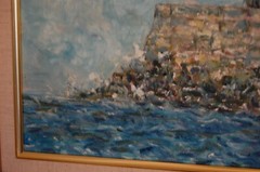 LG FRAMED ORIGINAL OIL EL MORRO CASTLE & BAY OLD HAVANA, CUBA ARTIST HECTO VIDAL