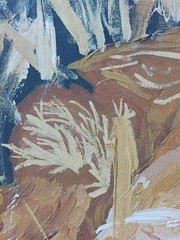 Vintage Oil Painting Lion Face Large MCM era by Cindy Carman 1975 30 x 36in.