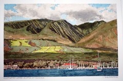 Hawaii Watercolor Painting Lahaina Maui from the Ocean by Larry Segedin #203