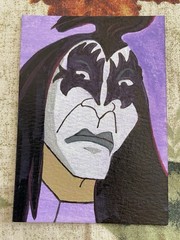 Hand Painted ACEO Card Kiss Band Member Cartoon Signed MMW Acrylic 2.5×3.5 Inch