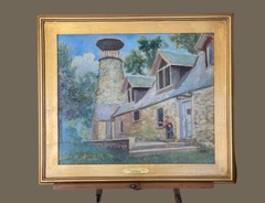 C.W Gleason (1913-78) Original Oil on Board Barcelona Lighthouse Framed 1927