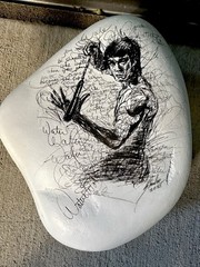 Art Painting “Bruce Lee” Sketched On A Large “rock” Waterproof