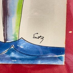 Original Barbara Entz Watercolor Painting Signed Vintage 1970s Whimsical Pelican