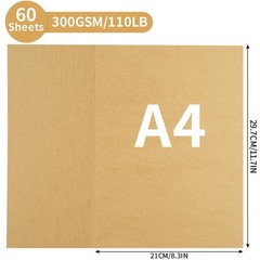 300GSM A4 Kraft Brown Cardboard Paper 60 Sheets Cardboard Paper 110lb Thick Pap…