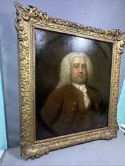 18thC Antique BRITISH Old 1738 WHITE WIG ID’d GENTLEMAN Oil PORTRAIT PAINTING