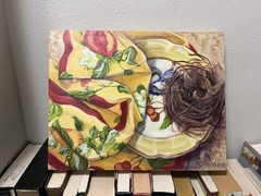 Original Judith Stanyard „Nesting“ Acrylic Painting – Signed FL Artist 1948-2012
