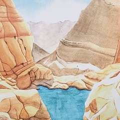 Watercolor Art Religious Nature Prints Set Of 3 Signed 11.5 X 8 Inches Approx