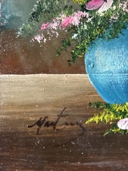 Original Martinez MCM Oil On Board Floral Still Life Framed 12 1/2″ X 10 1/2″