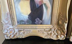 Signed L. Williams Art Deco Oil Paintings Set of 2 Ornate Gold Frames 15″ x 13″
