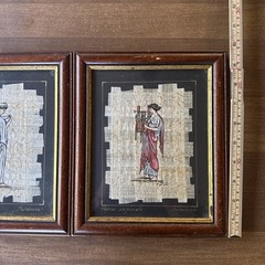 2 Vintage Papyrus Original Paintings By Carolina De Santis Vita, Greek Mythology