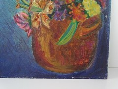 Mid Century Still Life Double Sided Painting On Hard Board Unsigned