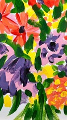 Floral Bouquet Still Life Painting, Colorful Botanical Art 12×16