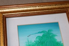 Vintage Painting Framed Field Workers Bucolic Pastoral Lovely Picking Art HR