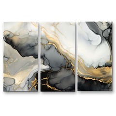 Large Abstract Canvas Painting, Black and Gold Canvas wall art, Framed, Signed