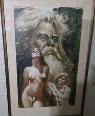 Provocative Vintage Adam And Eve Painting Signed By Artist. 35 By 23 Framed.
