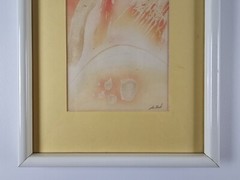 ART – Antique Original Illegibly Signed Painting 13×12 Framed Abstract Art