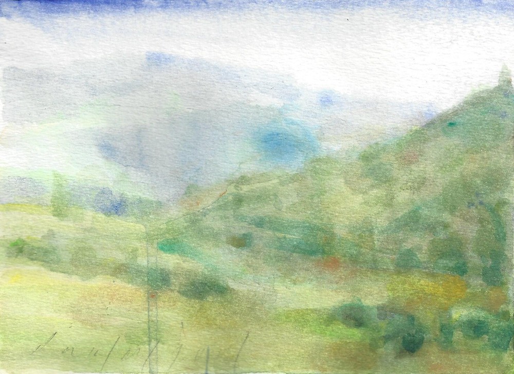MISTY MEADOW Watercolor Landscape Painting Plein Air California Impressionist