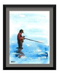 9×12 Original Fly Fishing River Painting Art Acrylic Father’s Day Fisherman