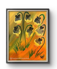 BLESSED#836 11×14 Original Flower Black Heart Abstract Neo Expressionism Art