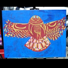 Howard Yosha „Owl 2 – Copy“ Modern Owl Painting on Canvas OOAK Unframed