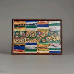 Gustave Klint Style Abstract Oil Painting Framed Vintage Color Art 1940-1960
