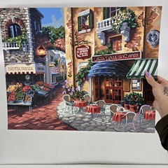 Buon Appetito Finished Acrylic Paint By Number 20×16 Italy City Restaurants Flaw