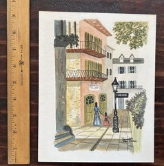 Vtg 1980 Pirate’s Alley New Orleans Original Watercolor; 7×9” Signed “Reynolds”