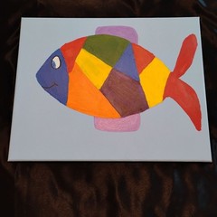 Colorful Fish Painting Art Canvas 14×11 Original Coastal Beach Wall Art Handmade