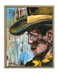 Atherton 11×14 Original Abstract Acrylic Painting „Closeup Cowboy“ hand signed