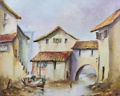 A Spanish Finca in the Countryside Oil Painting Elizabeth Cope c1970s English Sc